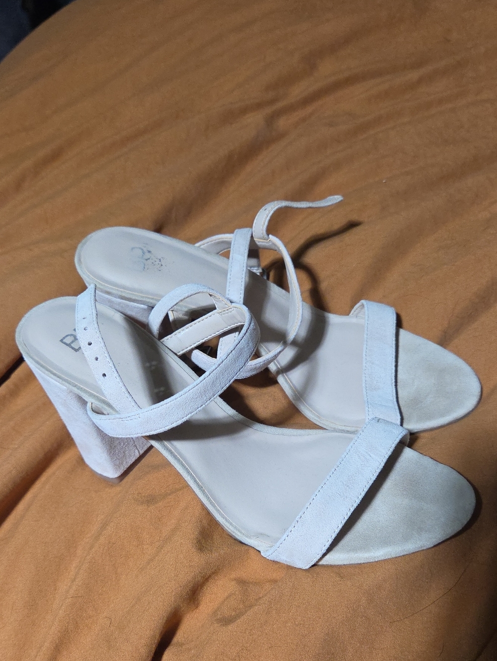 Light Peach Strappy Block Heel Sandals - Women